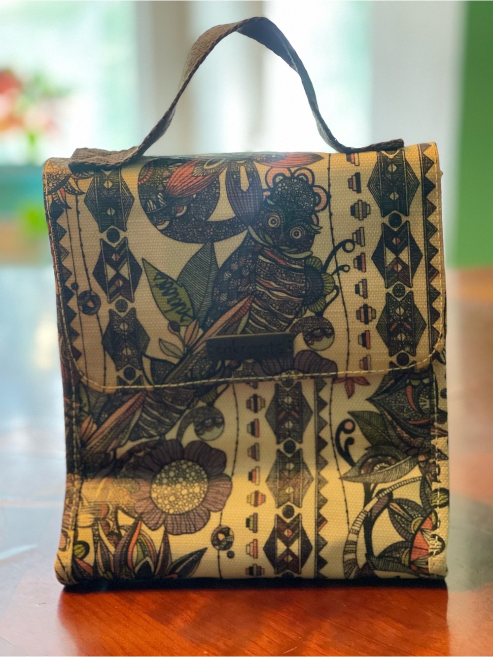Sakroots Artist Circle Insulated Lunch Bag.Desert Owl Design